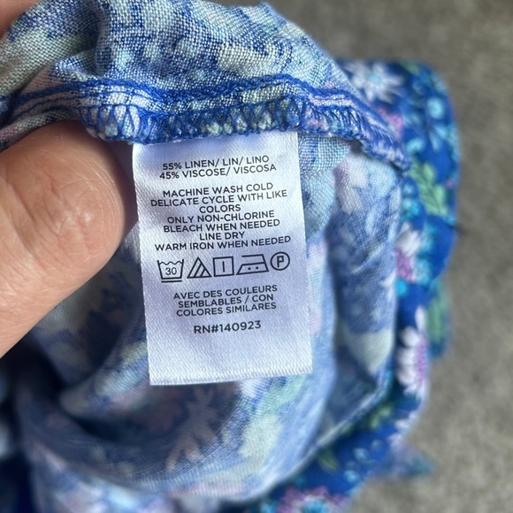 LOFT Floral Blue Ruffle Mini Skirt Linen Blend Casual Summer 12 - Picture 5 of 9